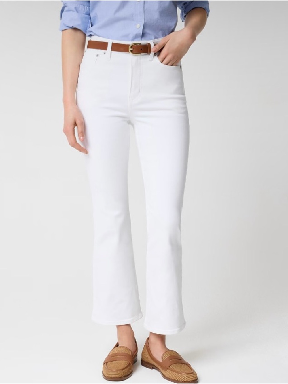 NWT J. Crew Factory Petite Ankle Flare Jean Signature Stretch+ White